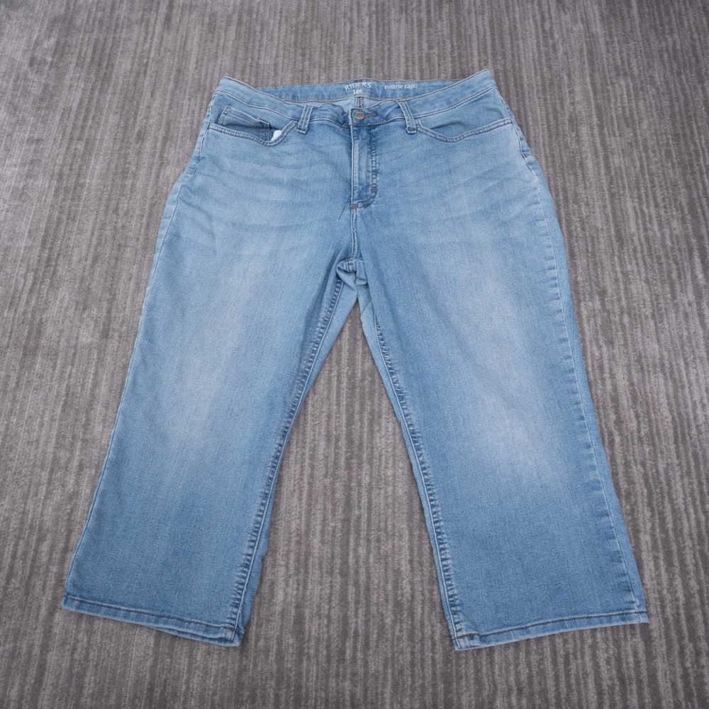 Riders by Lee Midrise Capri Jeans Women 16M Blue Good Stretch Cropped Denim
